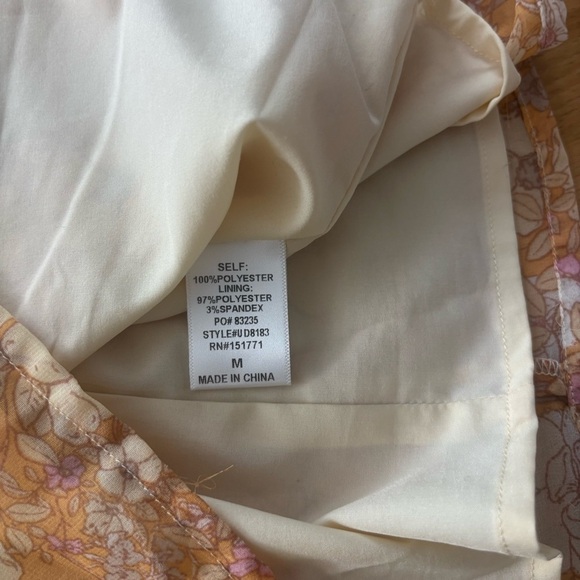 Le Lis Women’s Medium Orange Retro Floral Mini Off the shoulder dress summer - Picture 7 of 10